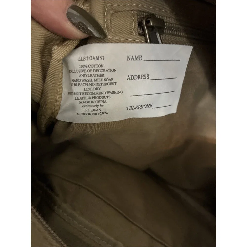 LL Bean Canvas Messenger Bag Medium Khaki Green Gorpcore Goblincore Vintage